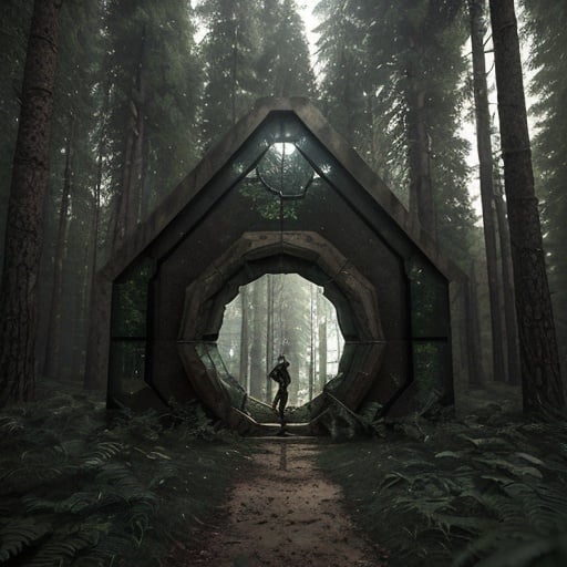 Prompt: A group of parkour expert stumble upon a portal mirror like, in the woods, cinematic 3D rendering, detailed forest setting, mysterious portal, high quality, realistic, sci-fi, action-adventure, earthy tones, dramatic lighting, intense gaze, detailed foliage, immersive atmosphere