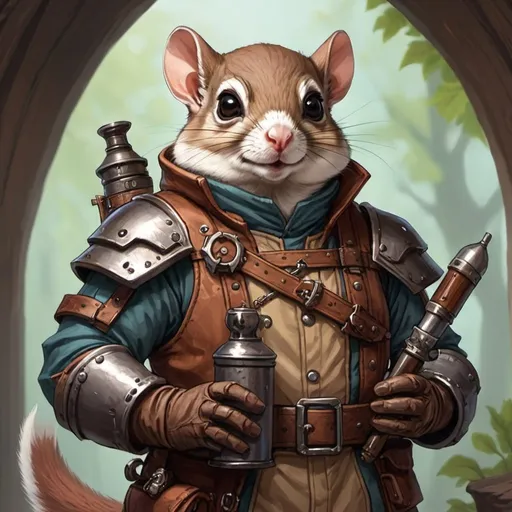 Prompt: Flying squirrel artificer (armorer) epic late game dnd character