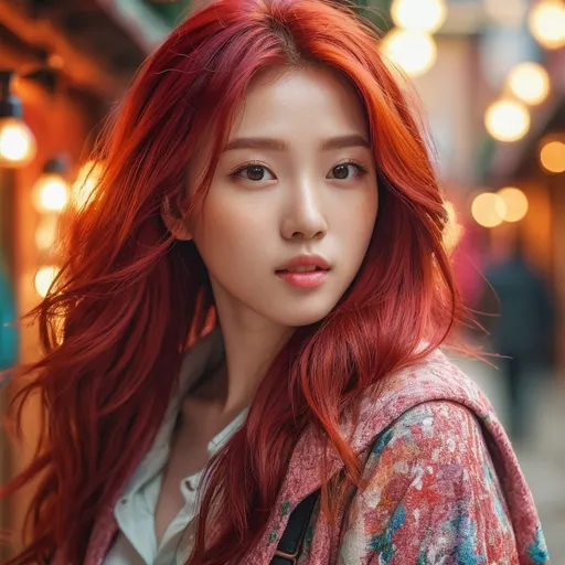 Prompt: AN KOREAN GIRL WITH REDHEAD