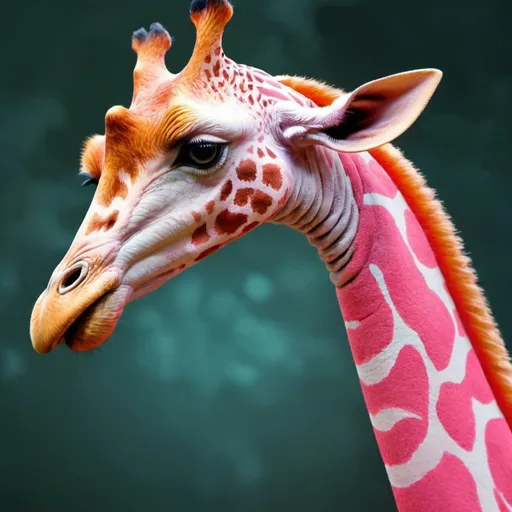 Prompt: A giraffflamingo, it is a mesmerized fantasy and invented animal mix of giraffe and flamingo, flamingo body and giraffe neck and head. 