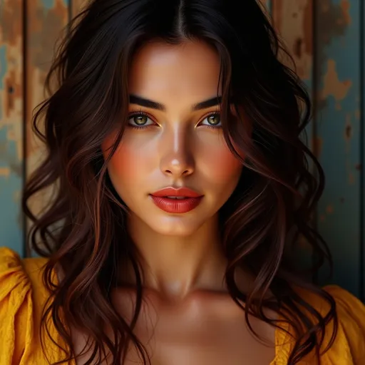 Prompt: Photorealistic woman, glossy lipstick, confident pose, wearing a stylish outfit, expressive facial features, plush background, bold lighting casting dramatic shadows, high quality 4K, ultra-detailed, cinematic atmosphere, an enticing blend of allure and playfulness, inspired by contemporary fashion photography.