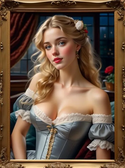 Prompt: <mymodel> (garter belt, huge  chest, classical realistic Victorian oil painting  style, Victorian dress, blonde), (((crowded hall concert background))), sharp focus, intricate, detailed illustration, highly detailed
Masterpiece, best quality, hi res, 8k, hi res, 8k,  award winning ,