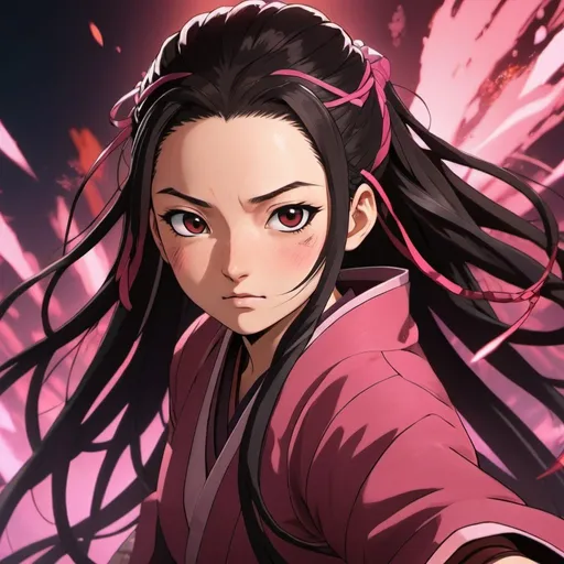 Prompt: nezuko, high quality, vibrant colors, detailed characters, dynamic action scenes, atmospheric lighting