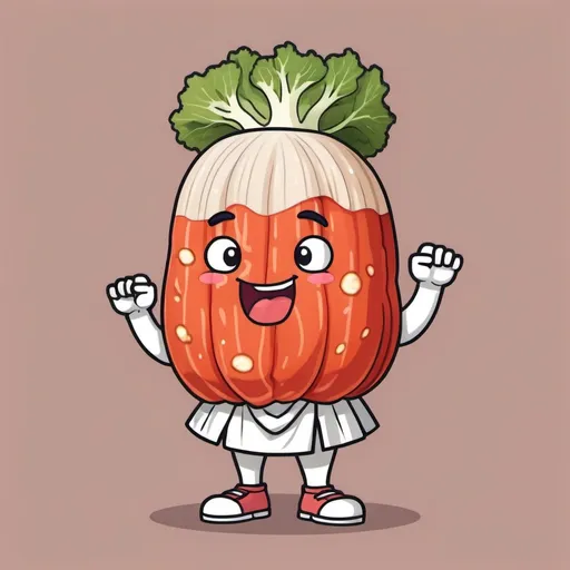 Prompt: a kimchi cartoon character in anime style
