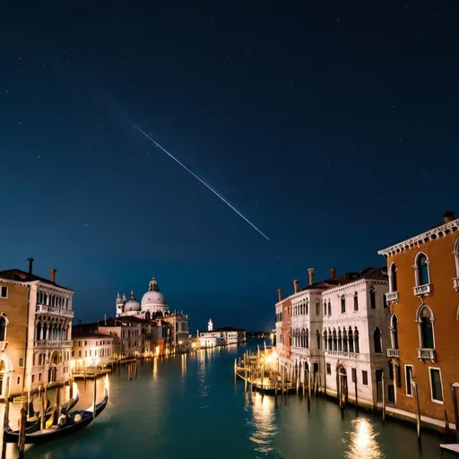 Prompt: Shooting star at night in Venice 