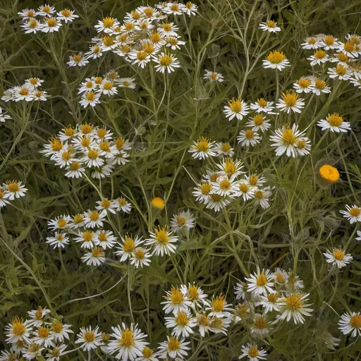 Prompt: Dense, intersecting wildflowers form decorative patterns.