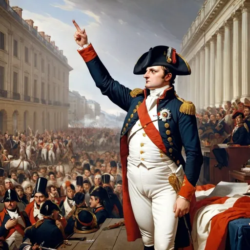 Prompt: Napoleon give a speech to the masses
