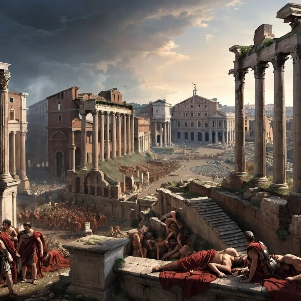 Prompt: The fall of rome