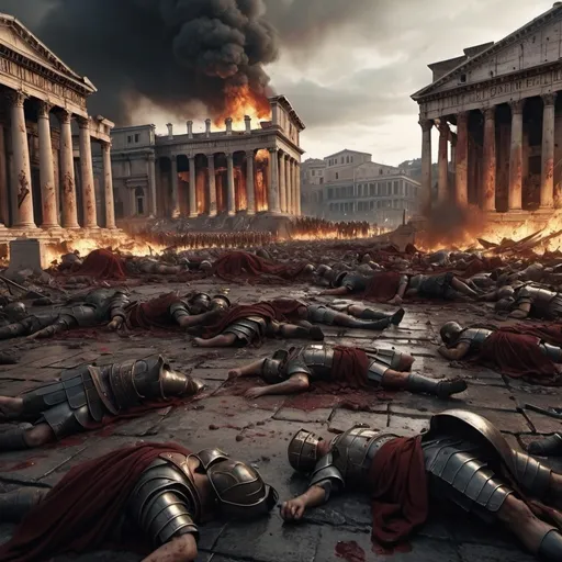 Prompt: The fall of rome gruesome
