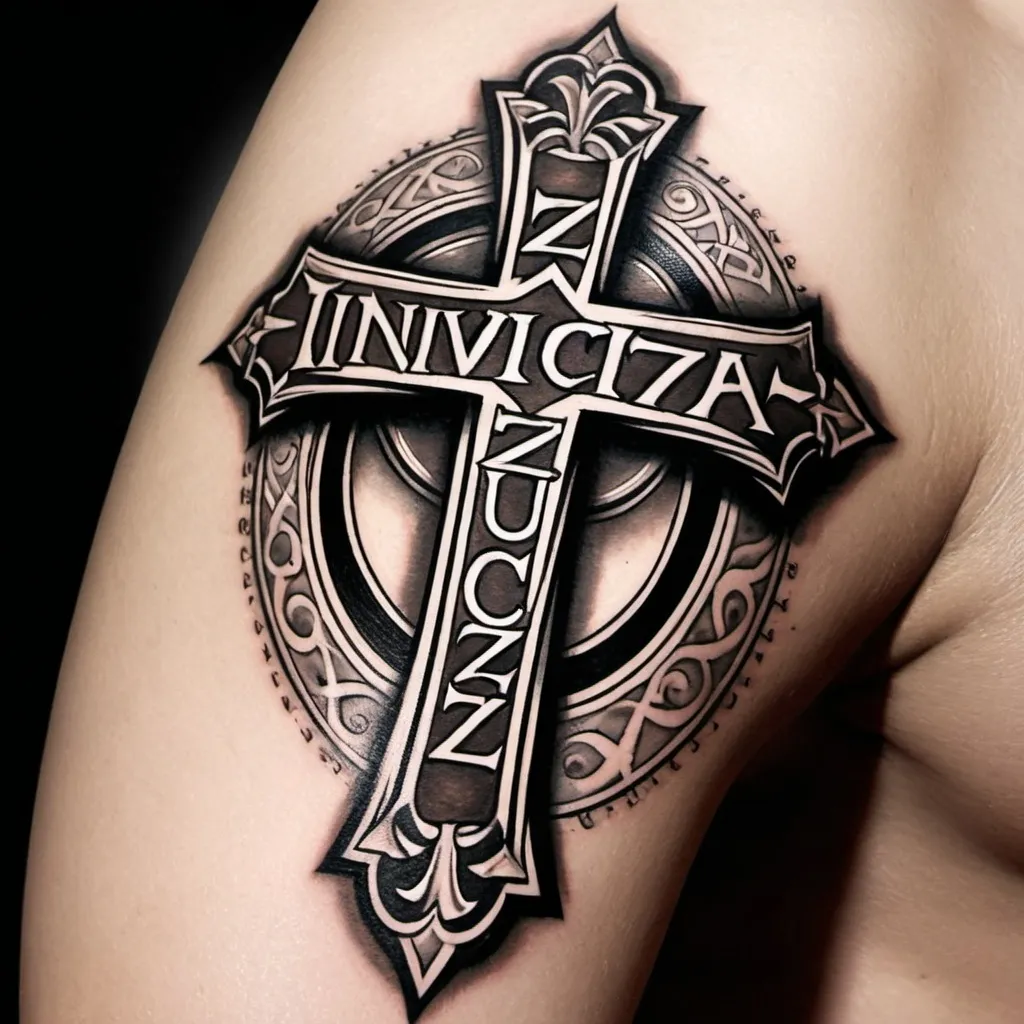 Prompt: Cruz invicta tattoo Black