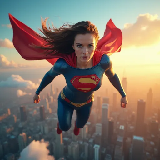 Prompt: Female version of Superman