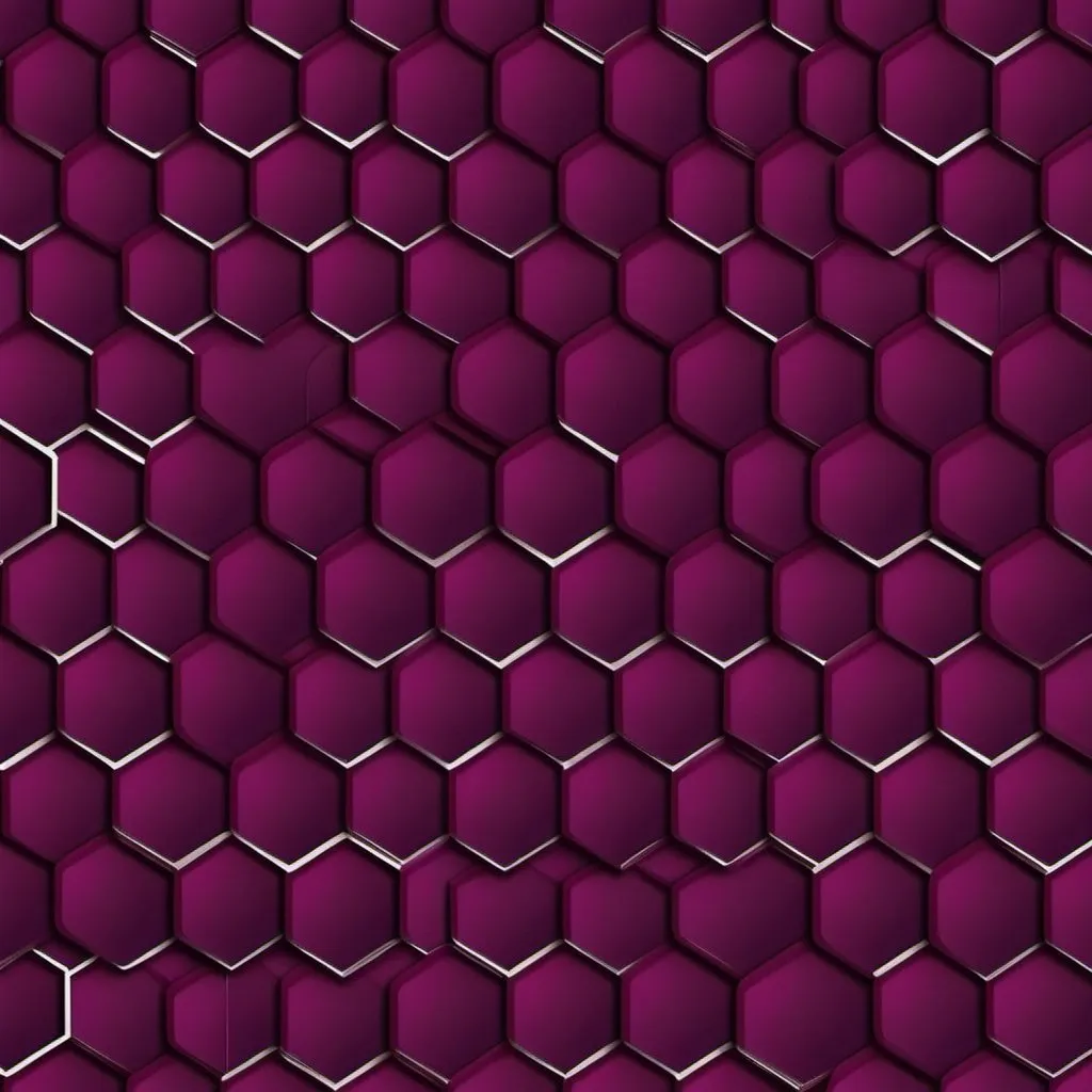 Prompt: Create a repeating pattern for a texture background consisting of hexagons. The hexagons should be of uniform size and arranged in a regular grid. Each hexagon has a border and a fill with color gradients. The border of each hexagon starts in dark burgundy at the top of the background and transitions to dark purple at the bottom. The fill of each hexagon starts in dark purple at the top and transitions to dark burgundy at the bottom. The overall pattern should be simple, harmonious, and consistent, with a smooth gradient effect from top to bottom.