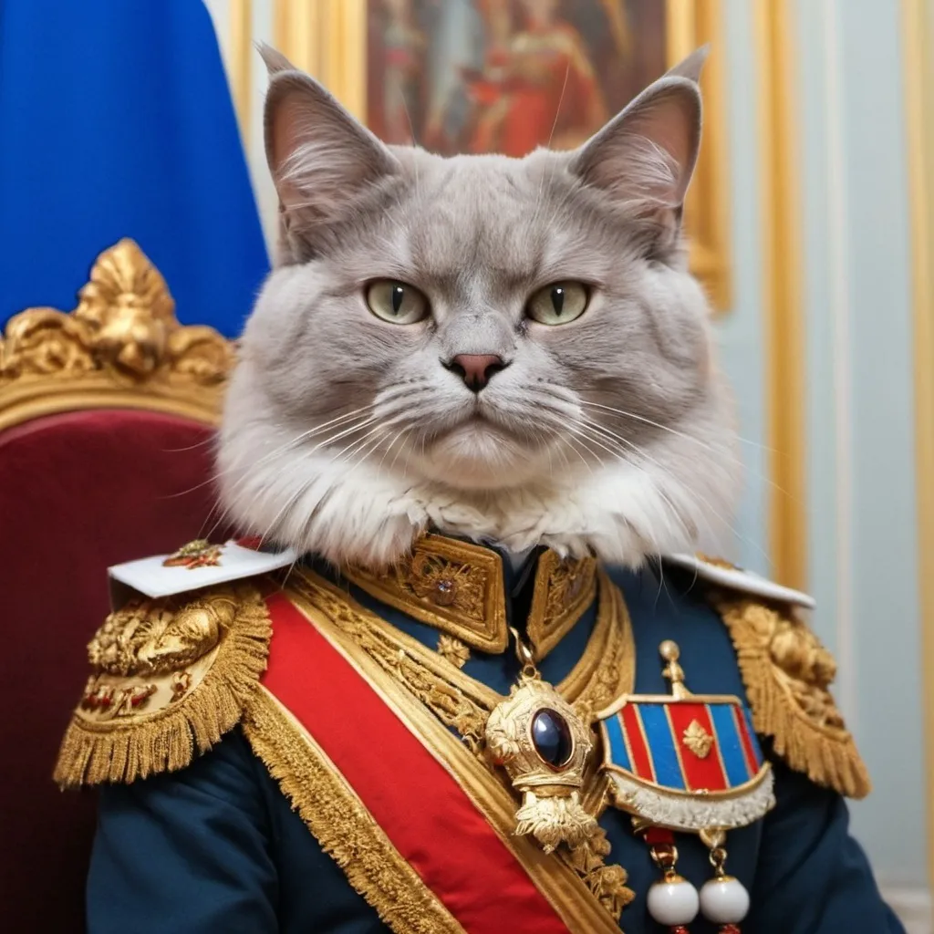 Prompt: The cat is the Emperor of Russia.
Warrior cats. Russian Empire. Pride, honor, glory. Saint Petersburg.