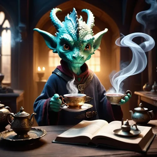Prompt: The screen of a 3D smartphone inside a full-body boy who 3D render, realistic, a magical old book lying open on an old table, a baby dragon is coming out of the center, surrounded by magical smoke that glitters. in a wizard's room, light and magic and wonder, hyper-detailed, UHD, 8K, 3d render, vibrant, conceptual art, illustration, poster, cinematic, dark fantasy, portrait photographysticks out his arm with a cup so that a hand with a teapot can serve him tea, conceptual art, vibrant, architecture, fashion, cinematic, 3d rende