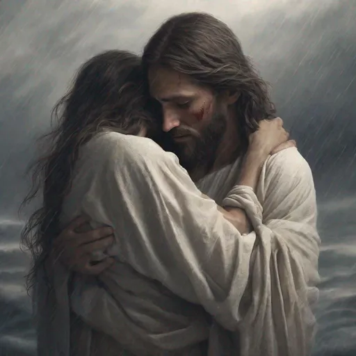 Prompt: Jesus The Christ: Daughter, Let me hug you in the middle of the storm. Let me comfort you in the midst of sadness. Let me be your friend in the midst of loneliness. Let me carry your cross when you feel like you can't take it anymore