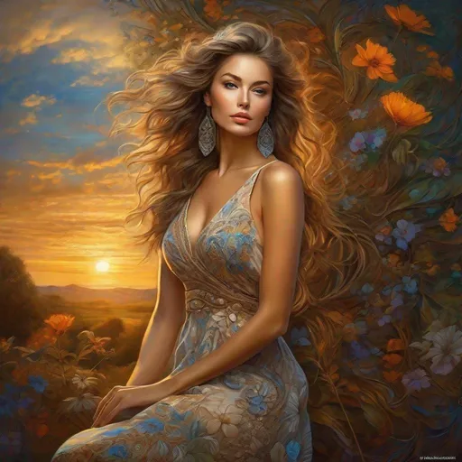 Prompt: full body of a beautiful woman in a summer dress, brown pinned up hair, summernight,
complex background, 
style by Valentin Gubarev+Kathrin Longhurst+Mandy Disher+Josephine Wall+Frank Frazetta,
trending on artstation, intricate details, highly detailed,  digital painting, perfect result, HDR, illustration, very clear image, evocative, striking, Fluorescent light,
intricated pose, tiny details masterpiece, high quality, rim lighting