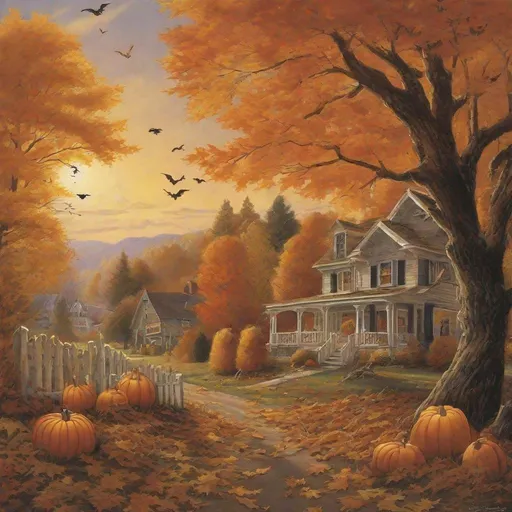 Prompt: Capture the essence of fall—crisp air, falling leaves, pumpkin spice, or maybe scary ghosts? Don Maitz