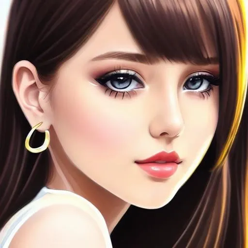 Prompt: Illustration of amber | Young female, defined facial features, beautiful eyes,  Hair similar, light reddish, defined and well structured. ones sunglasses , high-heeled shoes, white shirt clothes, yellow pleated skirt. painting, digital illustration, extreme detail, digital art, ultra hd, Detailed and intricate little cute chibi, aesthetic, style, hd photography,