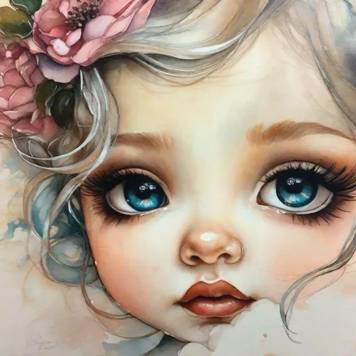 Prompt: Close_up_portrait_of_a_cute_ballerina._Inspired_by_Sabbas_Apterus_Jasmine Becket-Griffith_ _Perfect_anatomy._Masterpiece._Mix_of_alcohol_ink_and_watercolor