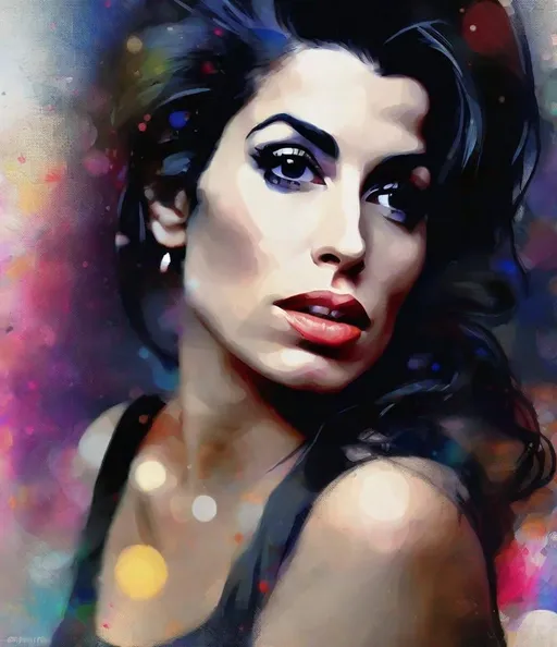 Prompt: Amy Winehouse  bokeh trending on Artstation academic art acrylic art digital art digital illustration elegant cosmic art by Richard Burlet 8K resolution ((Highest quality)) ((masterpiece))、((Ultra-detailed))
