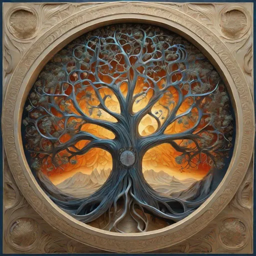 Prompt: Sculpture of a Cosmic tree of life, an ultrafine detailed painting, inspired by Vladimir Kush, and Sabbas Apterus, trending on polycount, ecological art,  highly detailed symmetry, layered paper art