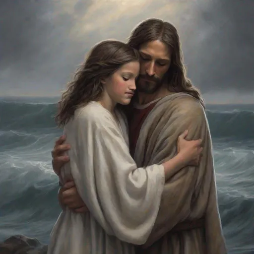 Prompt: Jesus The Christ: Daughter, Let me hug you in the middle of the storm. Let me comfort you in the midst of sadness. Let me be your friend in the midst of loneliness. Let me carry your cross when you feel like you can't take it anymore