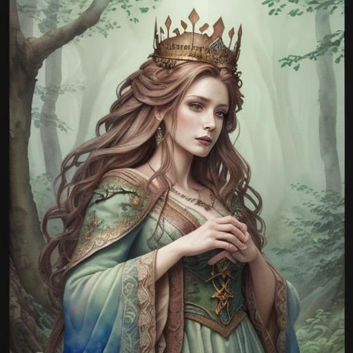 Prompt: Woodland Royalty watercolor), high resolution, intricate details, 4k, wallpaper, concept art, watercolor on textured paper