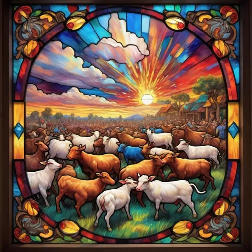 Prompt: Monet style painting of an aztec livestock exploding, villagers gather around it, dynamic pose, ultra detailed, magical world, primary color hues, bright uplifting tones, dynamic lighting, misc-nostalgic, monet styled, fluffy clouds, professional, ultra detailed