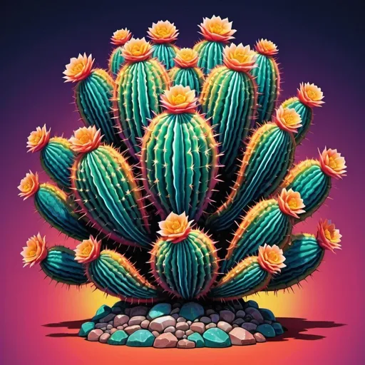 Prompt: Full color illustration, A psychedelic peyote cactus plant, in the style of 60s kitsch and psychedelia, full body, sharp lighting, highest quality, ultra sharp, ffffound, ultra detailed, magical universe, Dynamic pose, bright and uplifting color hues, misc-geometric