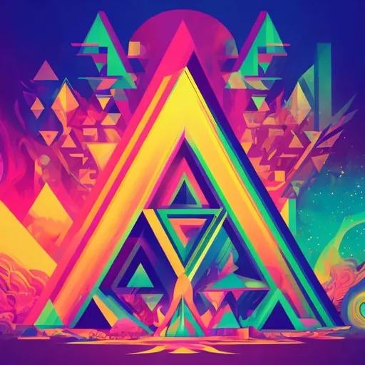 Prompt: Full color illustration, a psychedelic geometric chemical compound, in the style of 60s kitsch and psychedelia, full body, sharp lighting, highest quality, ultra sharp, ffffound, ultra detailed, magical universe, Dynamic pose, bright and uplifting color hues, misc-geometric