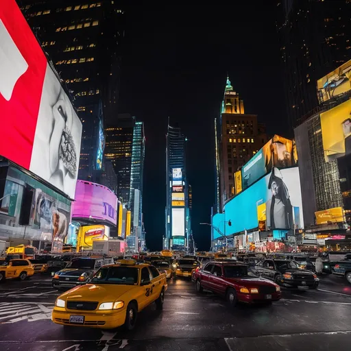 Prompt: times square at night with traffic, captured with long exposure photography Nikon D850 DSLR camera f/4. ISO 200 NEEDS TO BE 4 MEGAPIXELS MINIMUM