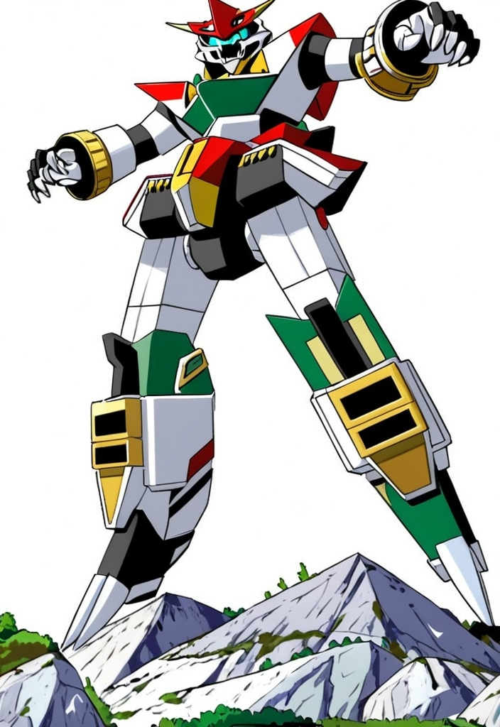 Prompt: mighty morphin power rangers dino megazord