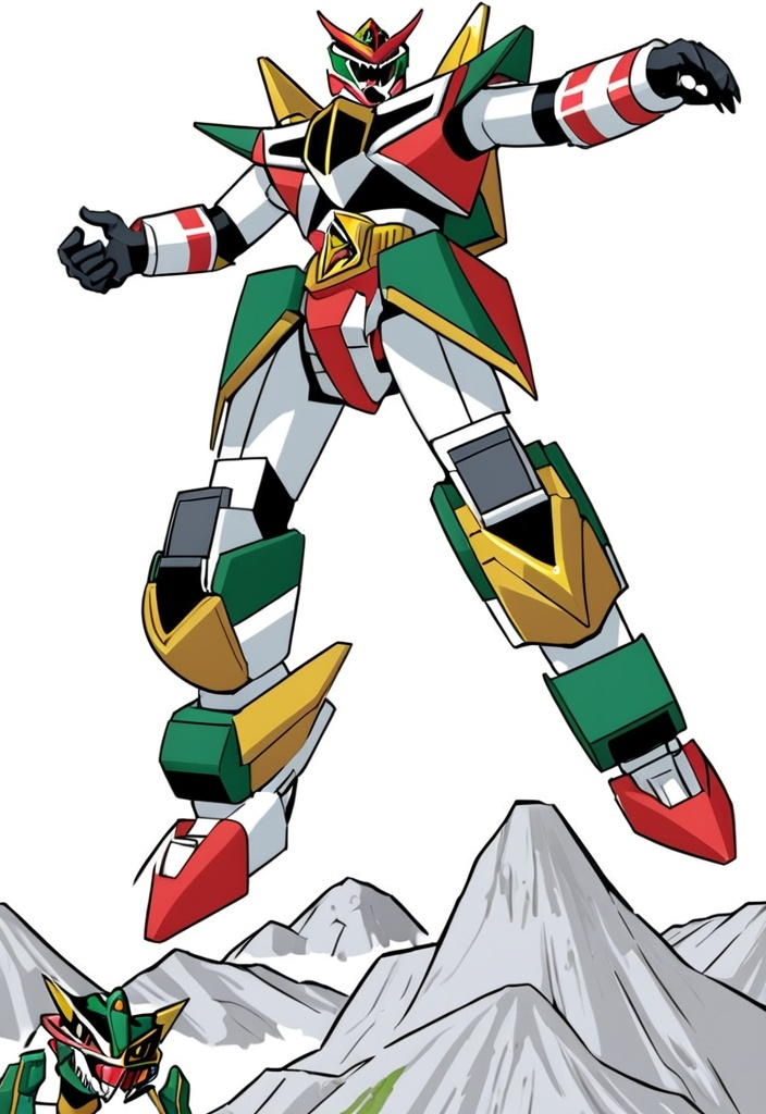 Prompt: mighty morphin power rangers dino megazord