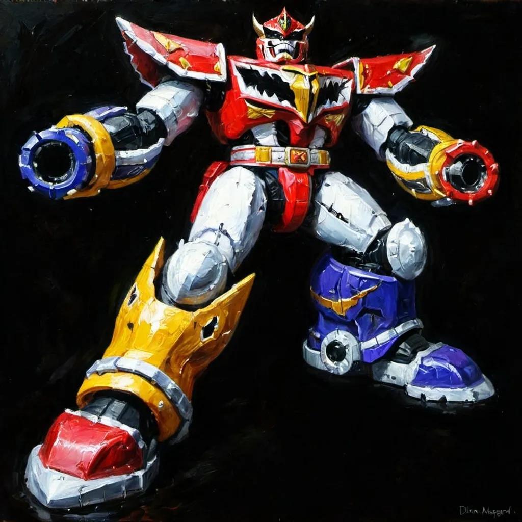 Prompt: mighty morphin power rangers dino megazord