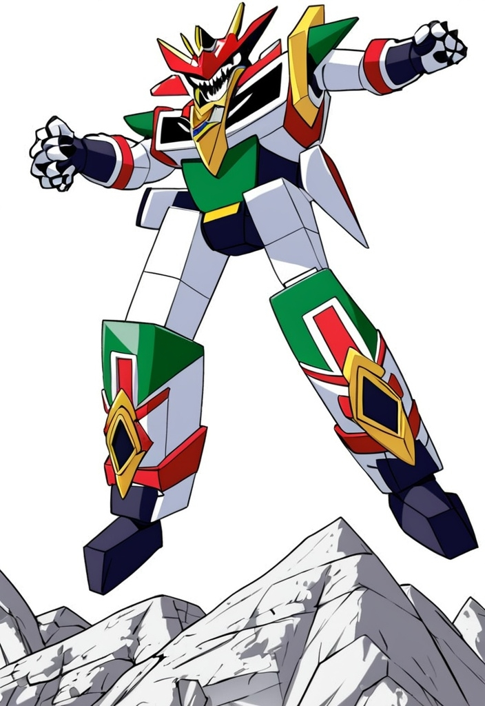 Prompt: mighty morphin power rangers dino megazord