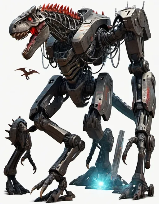 Prompt: giant robot with dinosaur theme combined