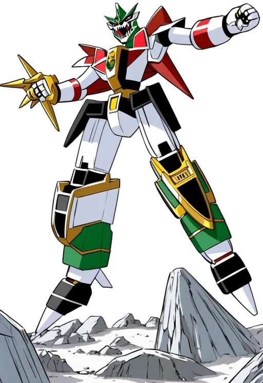 Prompt: mighty morphin power rangers dino megazord