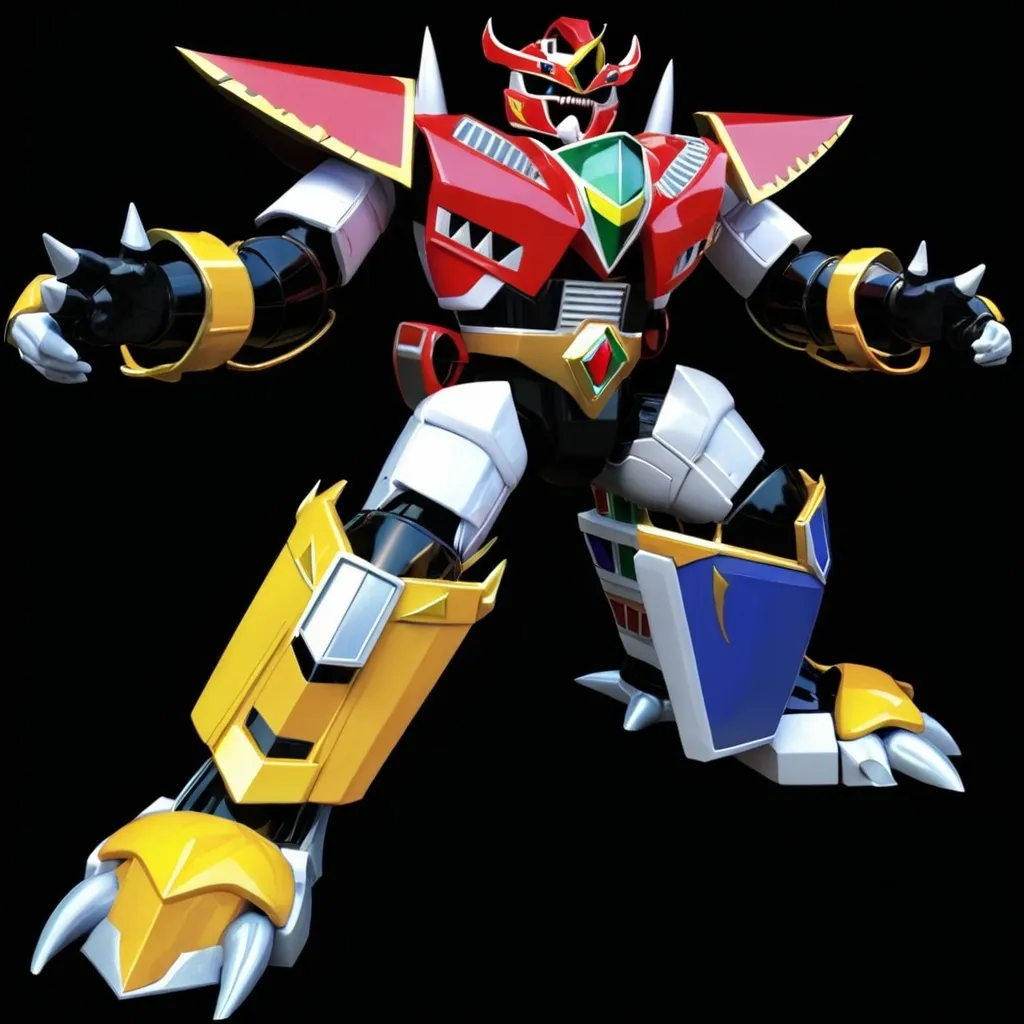 Prompt: mighty morphin power rangers dino megazord