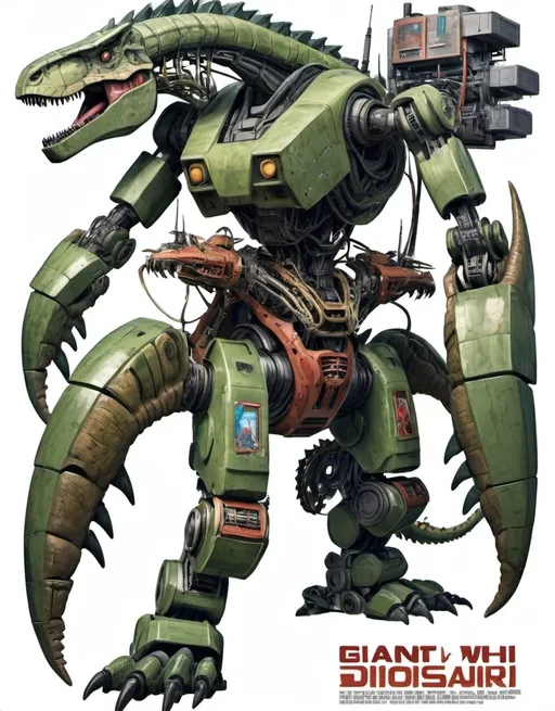 Prompt: giant robot with dinosaur theme combined