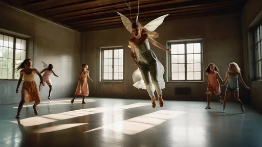 Prompt: detailed full body close-up macro photograph of giant Hieronymus Bosch demons flying in real life, and transparent alien women models smiling psychotically with big eyes inside of a small, stained dim lit concrete room with children playing jump rope, clear faces, bleach bypass photography taken by Alex webb, medium format, large format ,shallow depth of field, glowy effect, Ambient Occlusion, prime lenses
