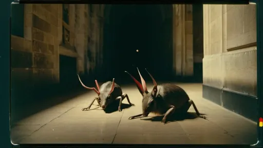 Prompt: extreme closeup polaroid photo of Hieronymus Bosch creatures in a dark hazy cathedral hallway, clear faces , photography taken by Alex webb, prime lenses