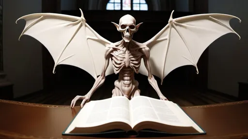 Prompt: full body fisheye cinematic photograph of an emaciated demon with elongated limbs and fleshy bat wings, reading a holy book to the Pope, they are standing in front of a quantum computer at an altar, sacraments, bees and flies, professional photography taken by Alex webb, medium format, large format, prime lenses, shallow depth of field, glow effect, Ambient Occlusion
