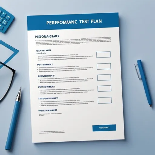 Prompt: The main document for work with the name “Performance test plan” in a blue colors