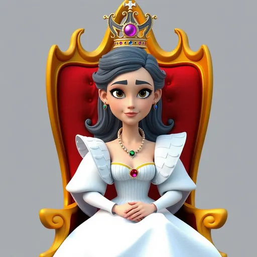 Prompt: Q-version figurine, (((3D render))), (brown eyes), cartoon caricature of a queen, medium length brown and grey hair, hyperrealistic, sitting on her throne, 3d render, 3D, C4D, 8K, HD,