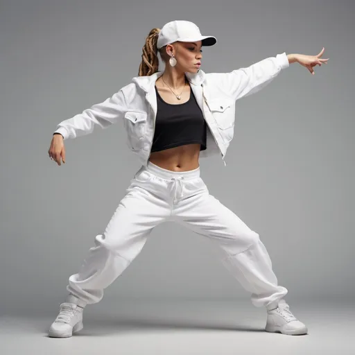 Prompt: white female hip-hop dancer avatar icon in mid move