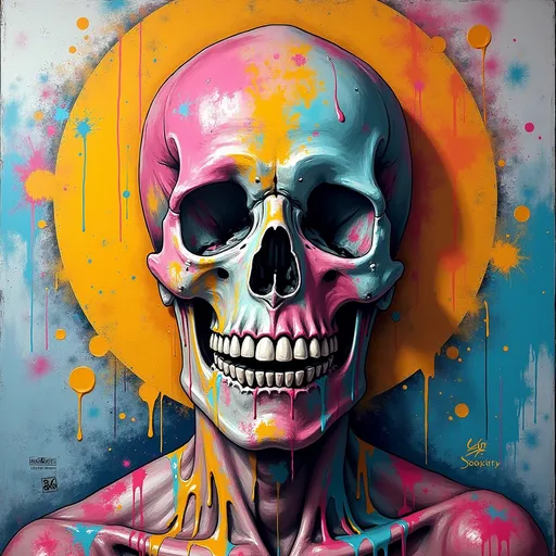 Prompt: graffiti art, splash art, street art, spray paint, on wall (((spelling RETRO))), oil gouache melting, acrylic, high contrast, colorful polychromatic, ultra detailed, ultra quality, CGSociety, hyperrealistic whimsical and colourful.