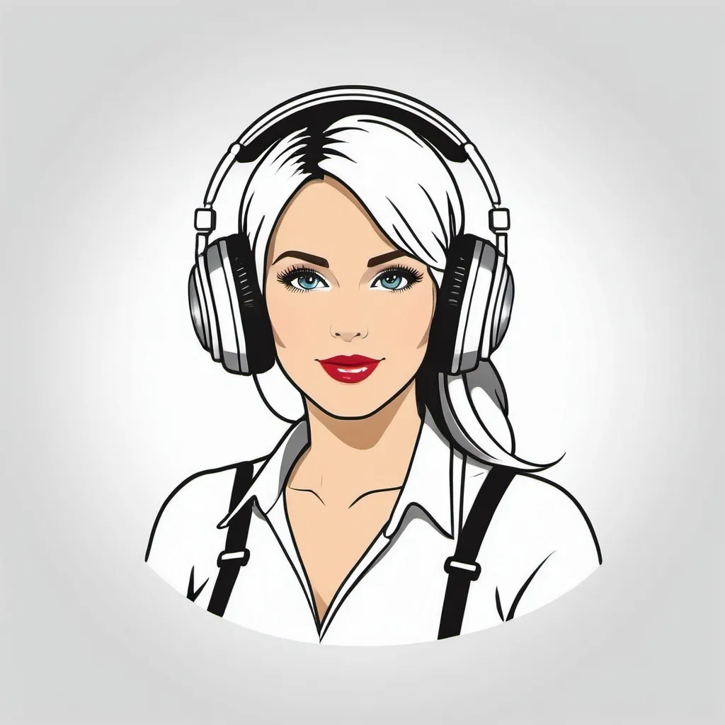 Prompt: dynamic (((white female))) DJ avatar icon wearing headphones