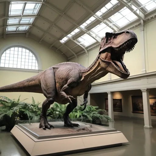 Prompt: dinosaur in museam
