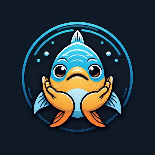 Prompt: Logo of a fish praying with its hands wishing similar to the praying hands emoji