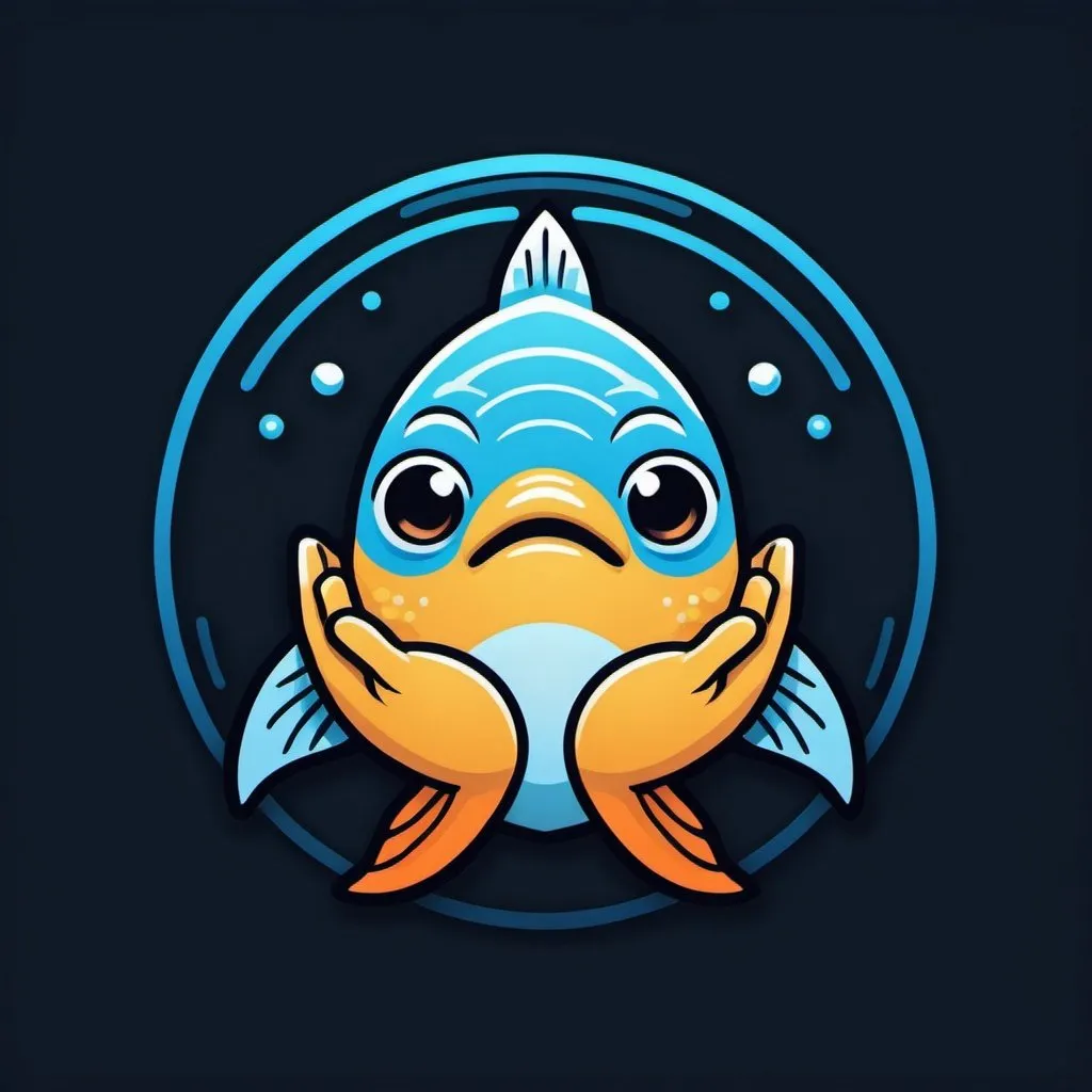 Prompt: Logo of a fish praying with its hands wishing similar to the praying hands emoji